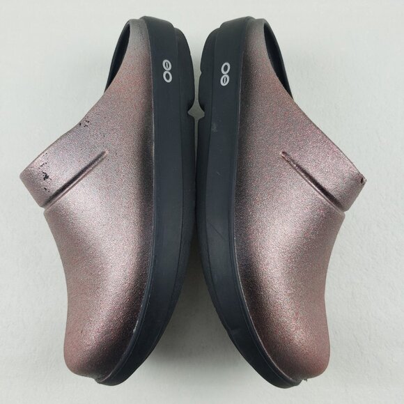Oofos Oocloog Slip On Clog Womens 10 Red Sparkle Recovery Foam Comfort Mule Shoe - Picture 6 of 14